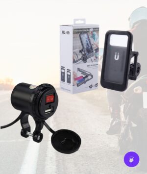 🏍️⚡ Combo Soporte de Celular + Cargador USB Impermeable para Moto