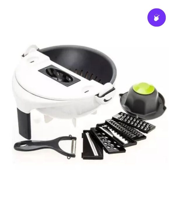 🥕🔪 Rayador y Cortador de Verduras 9 en 1 con Cesta