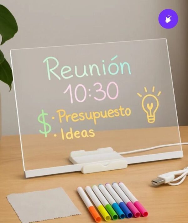 🖊️✨ Pizarra LED Acrílica Transparente
